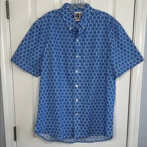 Vintage Kennington LTD California Blue Flower Power Button Down Shirt Size XL